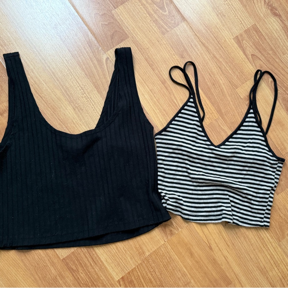 Forever 21 Black and Striped Crop Tops